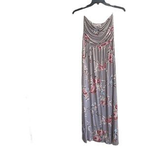 Saved by the Dress Gray Floral Pattern Flower Pattern Maxi Dress Size Medium